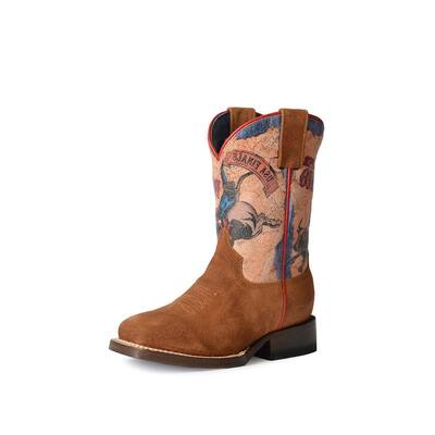 Roper Western Boots Boys Rodeo Finals Square Brown 09-018-7022-8523 BR