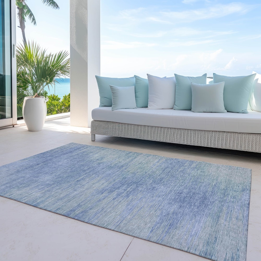 Machine Washable Indoor/ Outdoor Chantille Solid Ombre Rug