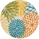 preview thumbnail 43 of 112, Nourison Aloha Floral Modern, Indoor/Outdoor Area Rug 4' x Round - Turquoise/Multicolor