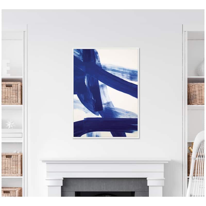 Kate and Laurel Cobalt Mark No. 1 by Amy Lighthall Framed Canvas Wall Art Print
