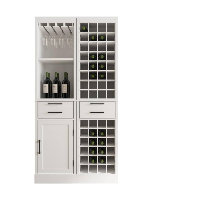 Modular Combination Wine Bar Cabinet Set ,Multi-Storage Cabinet with Open Shelves and Wine Glasses Rack