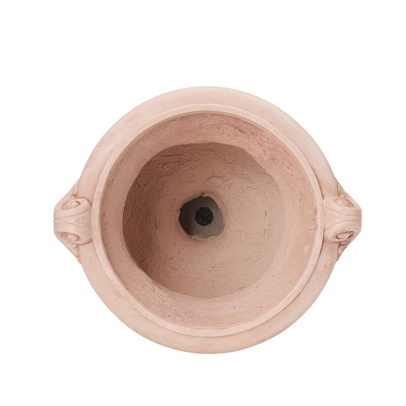 Christopher Knight Home - Fernrise 24.80"H Outdoor Classical Floral Relief Carvings MGO Urn Planter, Drainage Hole & Ventilation