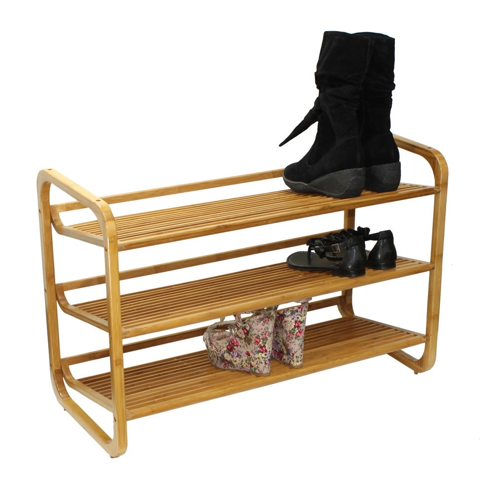 Bamboo shoe store rack 3 tier