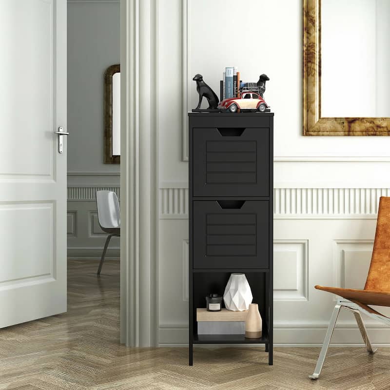 Costway Bathroom Wooden Floor Cabinet Multifunction Storage Rack Stand