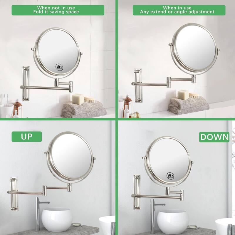 8 inch Double-Sided Framed Wall Mounted Magnifying Bathroom Mirror