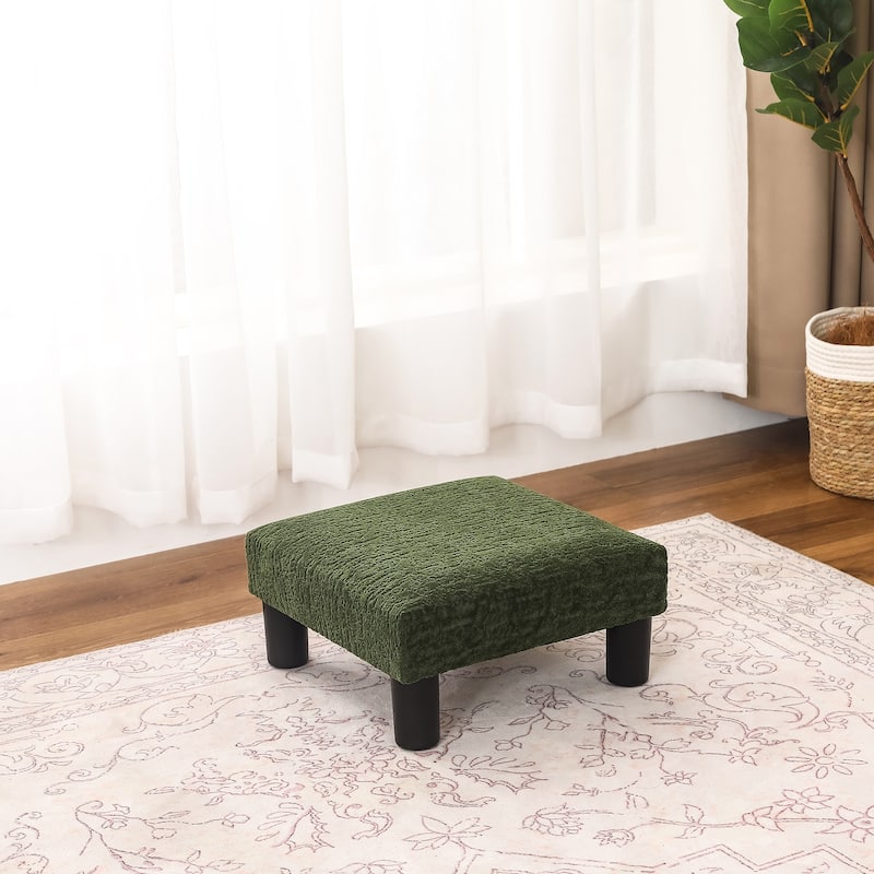 Adeco Ottoman Upholstered Fabric Footrest Pet Steps Dog Stair Stool - Dark-Green