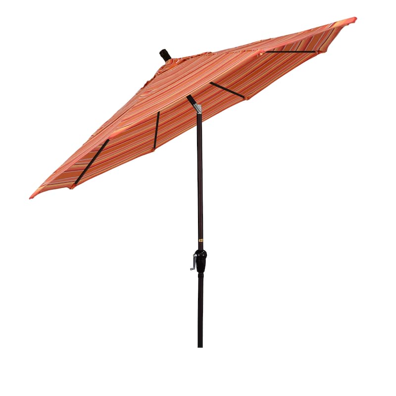 California Umbrella 11' Rd Sunset Series Patio Umbrella Bronze Aluminum Frame Crank Lift Auto Tilt Sunbrella