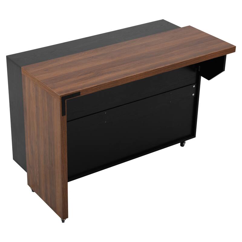 102.3" Kitchen Island with Extendable Table, Kitchen Rolling Island Cart with Trash Storage Cabinet, 3-Tier Pull-Out Spice Rack