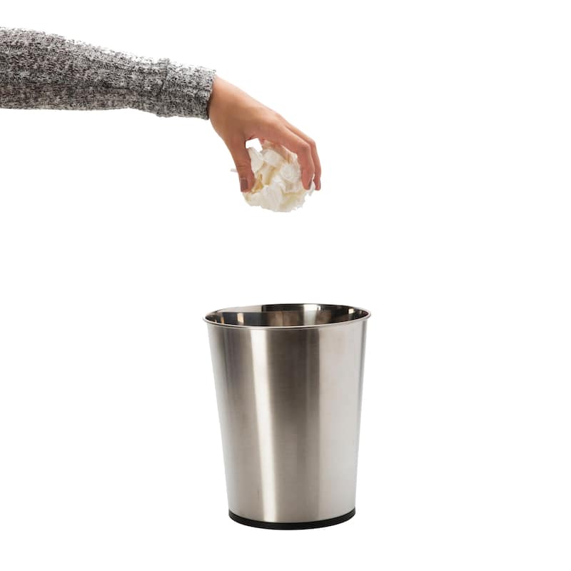 Bath Bliss Silver Stainless Steel Trash Can - 7.7" x 9.6"