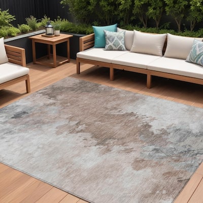 HomeRoots Abstract Transitional Rectangle Outdoor Rug