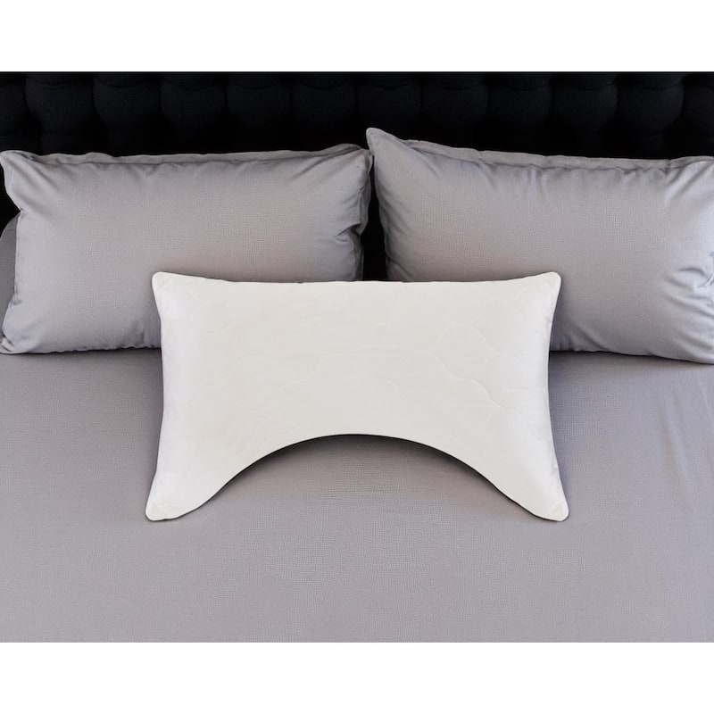 HomeRoots Cotton Latex Foam And Wool Hypoallergenic Ergonomic Queen Size Bed Pillow - Ivory - Soft - Queen