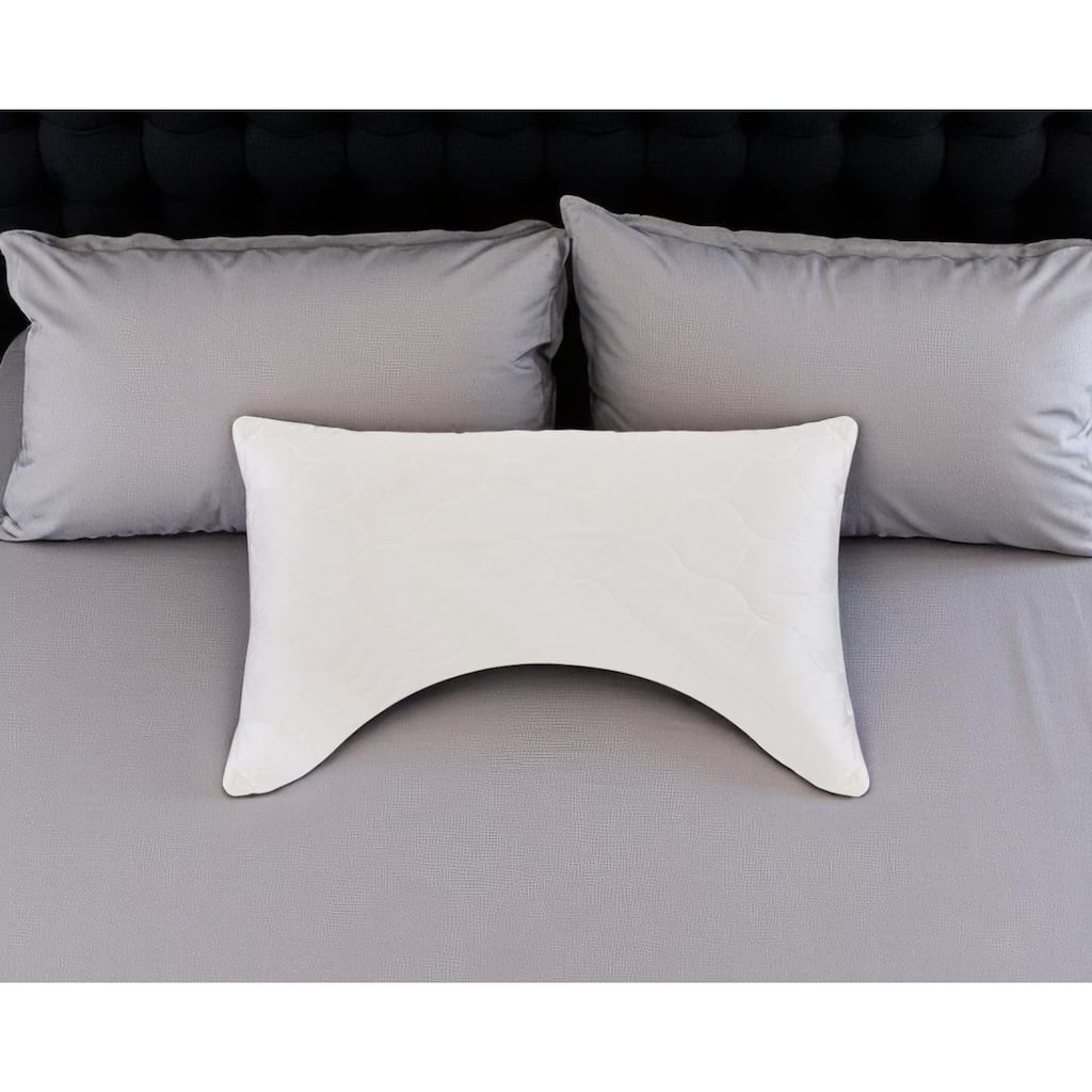 HomeRoots Cotton Latex Foam And Wool Hypoallergenic Ergonomic Queen Size Bed Pillow - Ivory