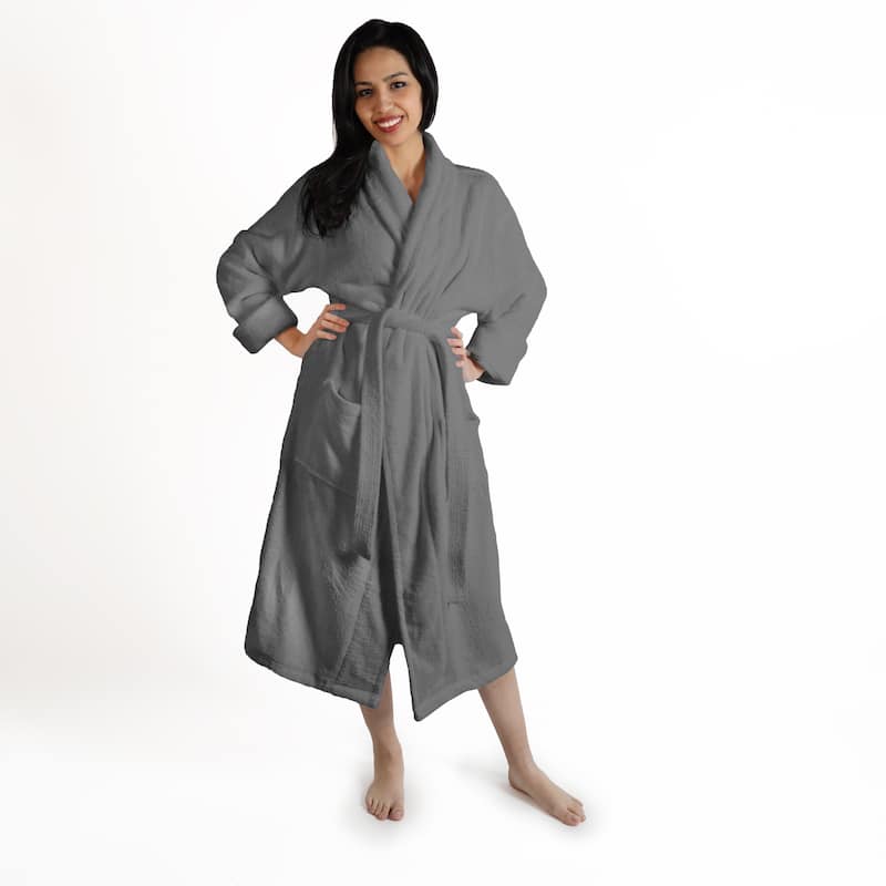 Superior Women's Turkish Cotton Ultra-Soft Absorbent Long Bathrobe - S/MD - Grey