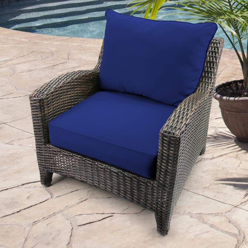 24" x 47" Blue Solid Outdoor Deep Seat Cushion Set with Welt - 38'' L x 21'' W x 3.5'' H