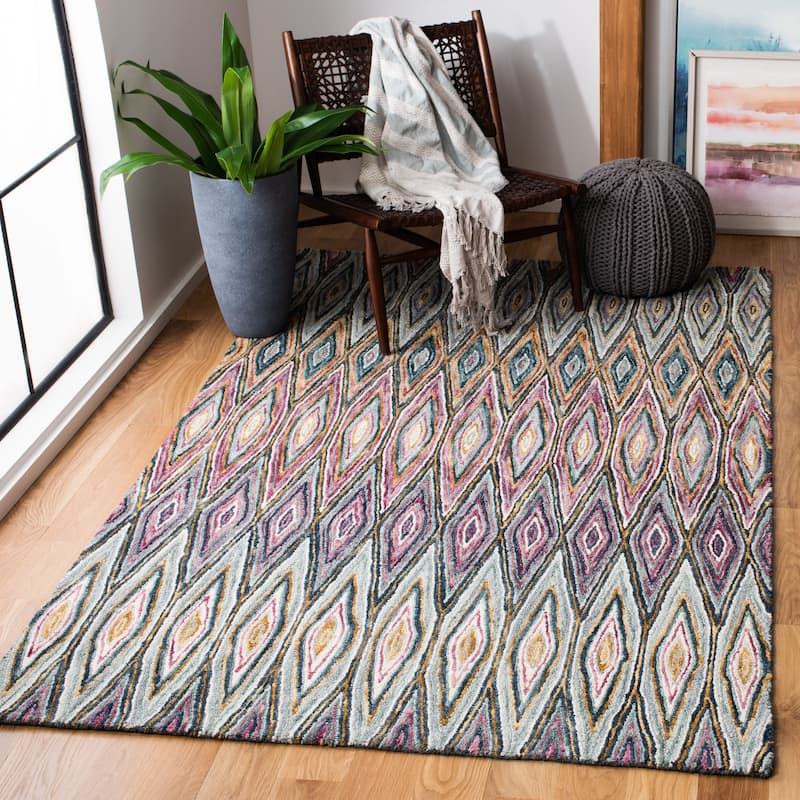 SAFAVIEH Handmade Aspen Carmelita Boho Tribal Wool Rug - 6' x 9' - Blue/Pink