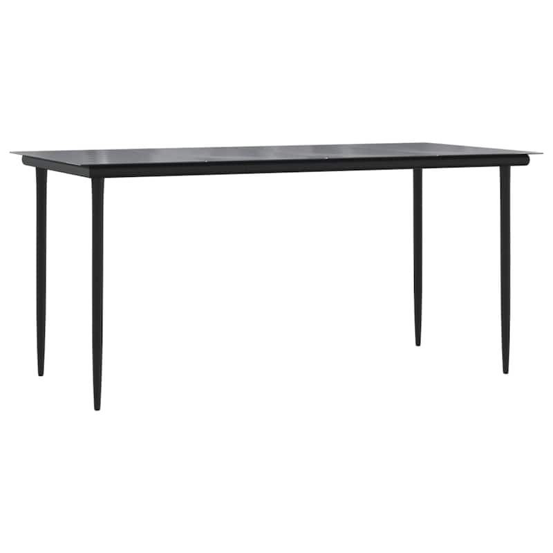 vidaXL Patio Dining Set Table and Chair with Cushions Poly Rattan and Steel