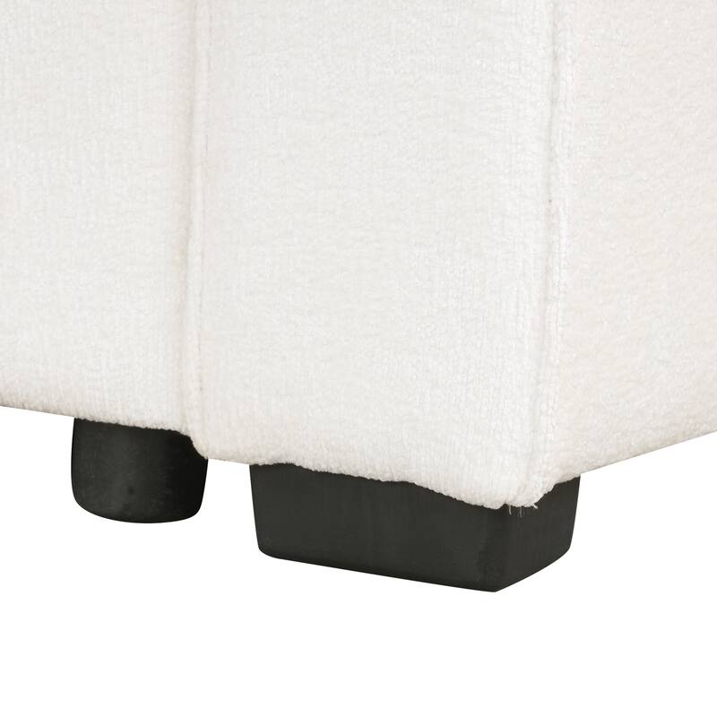 112.2" Chenille Sectional Sleeper Sofa 6-Seat Pull-Out Bed with Storage Ottoman and Charging Ports