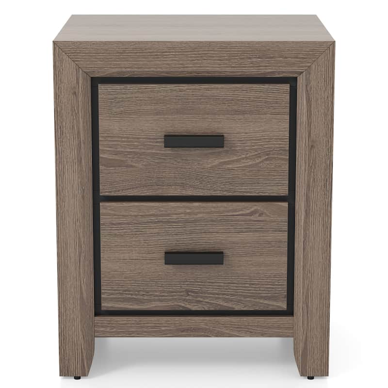 Aury Transitional Grey Wood Tufted 4-Piece Panel Bedroom Set by Furniture of America