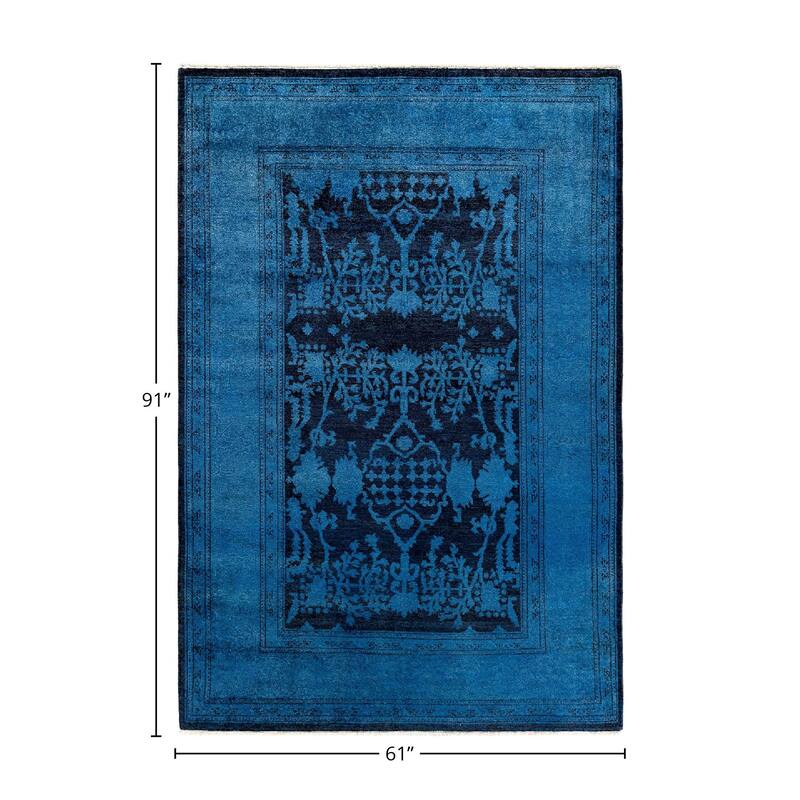 Vibrance, One-of-a-Kind Handmade Area Rug - Blue, 5' 1" x 7' 7" - 5' 1" x 7' 7"