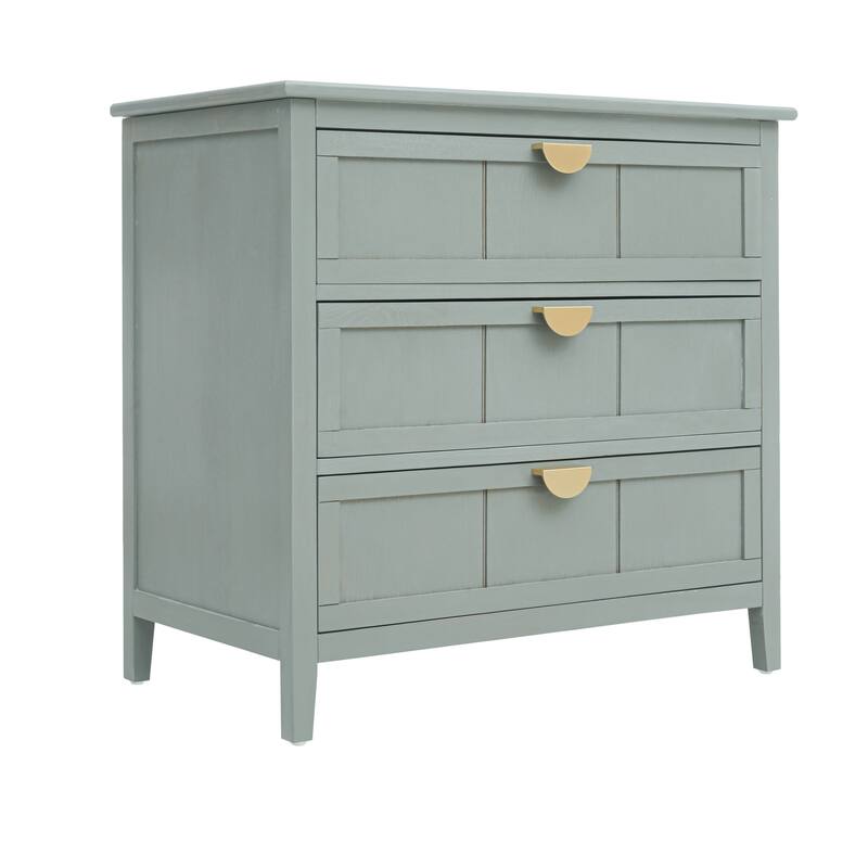 American Style 3-Drawer Vertical Chest Cabinet with Golden Handle for bedroom, living room