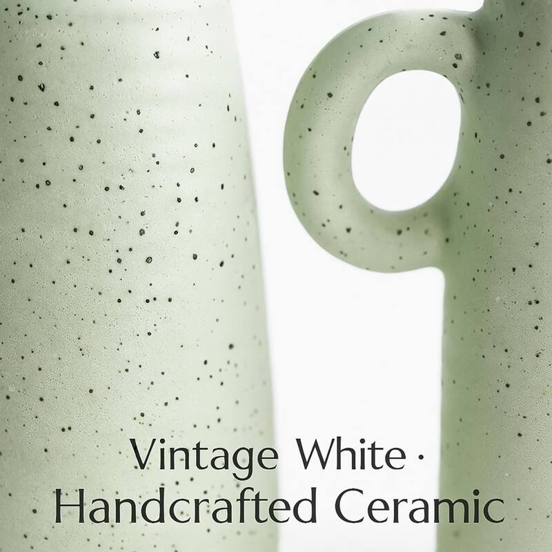 Off White Ceramic Water Jugs Set of Two Vintage Inspired Home Accents