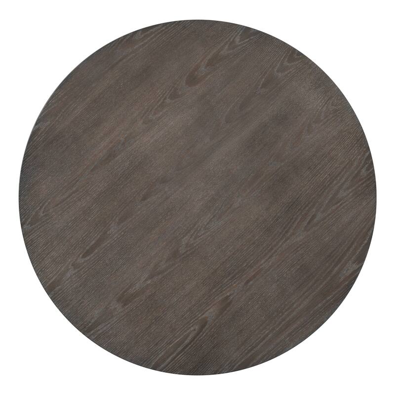 Solid Wood Round Dining Table Set with Upholstered Chairs, 5-Piece