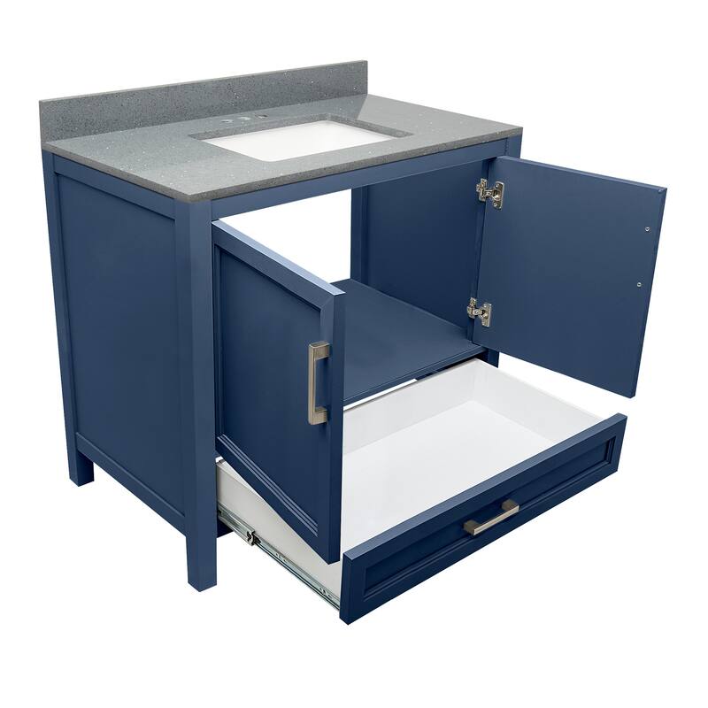 Nevado 37" Bathroom Vanity with Cultured Marble Vanity Top Sink in White with White Basin