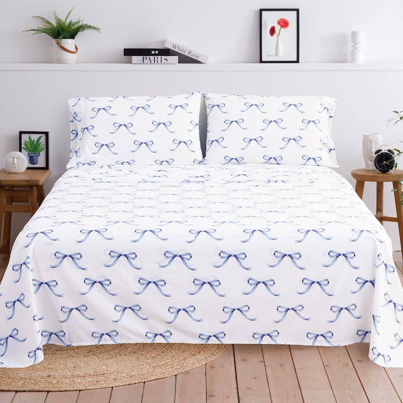 Gentle Ribbons Cotton Sheet Set Blue