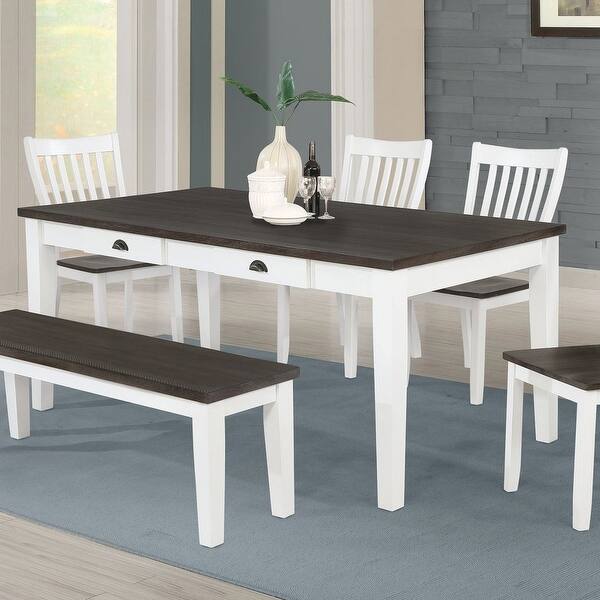 Shop Copper Grove Bellevue Espresso And White 4 Drawer Dining Table Overstock 29367388