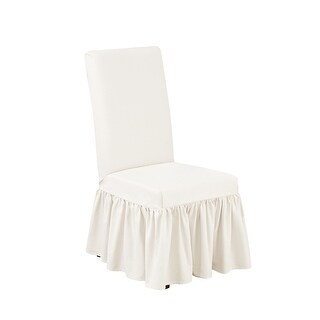 SureFit Essential Twill Ruffled Long Dining Chair Slipcover - Bed Bath ...