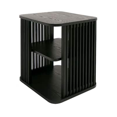 18 in. Black Rectangle Wood End Table, Sturdy Build End Side Table for Living Rooms