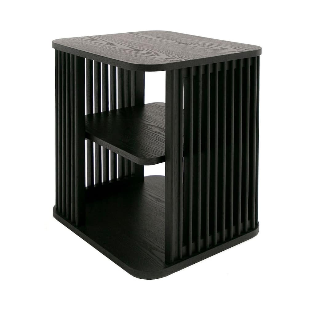 18 in. Black Rectangle Wood End Table, Sturdy Build End Side Table for Living Rooms