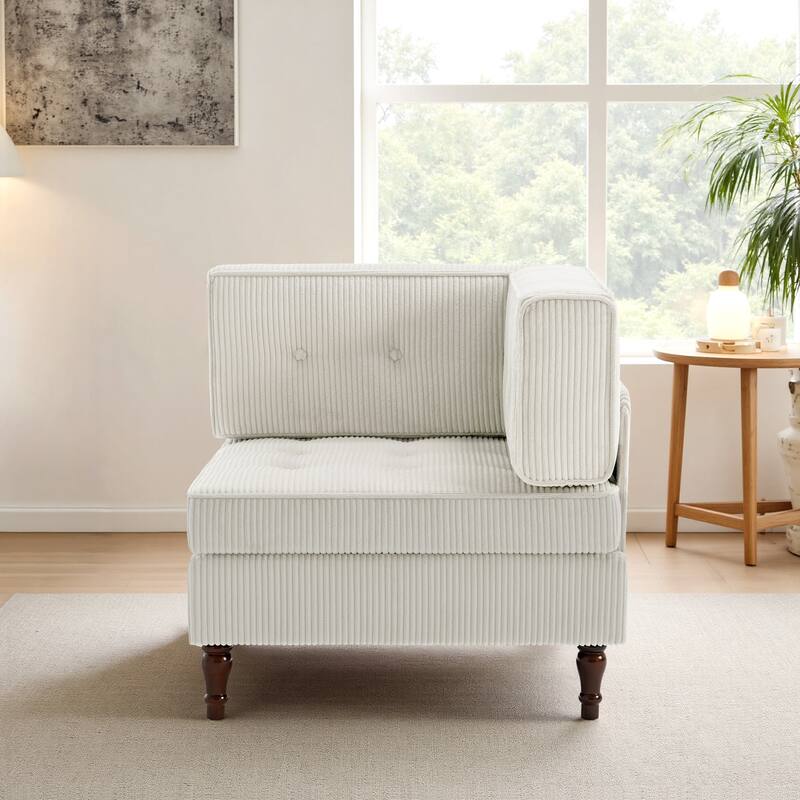 Modern Corduroy Corner Armchair Armless Chair sofa