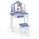 preview thumbnail 3 of 7, Kids Makeup Table and Stool Set with Tri-Folding Mirror for Pretend Play