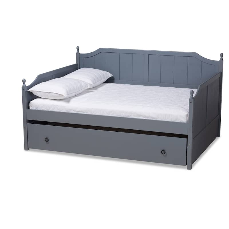 Millie Cottage Farmhouse Full Size Daybed with Twin Size Trundle - Grey