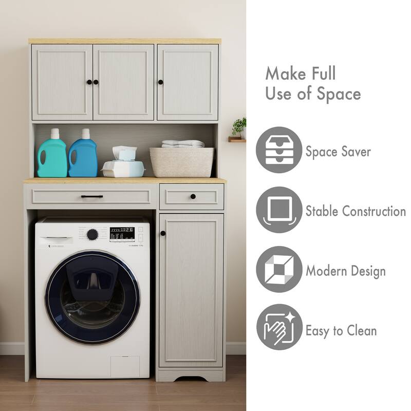 Anmytek Space Saving Storage Cabinet Laundry Washer Pedestal Kitchen Appliance Organizer