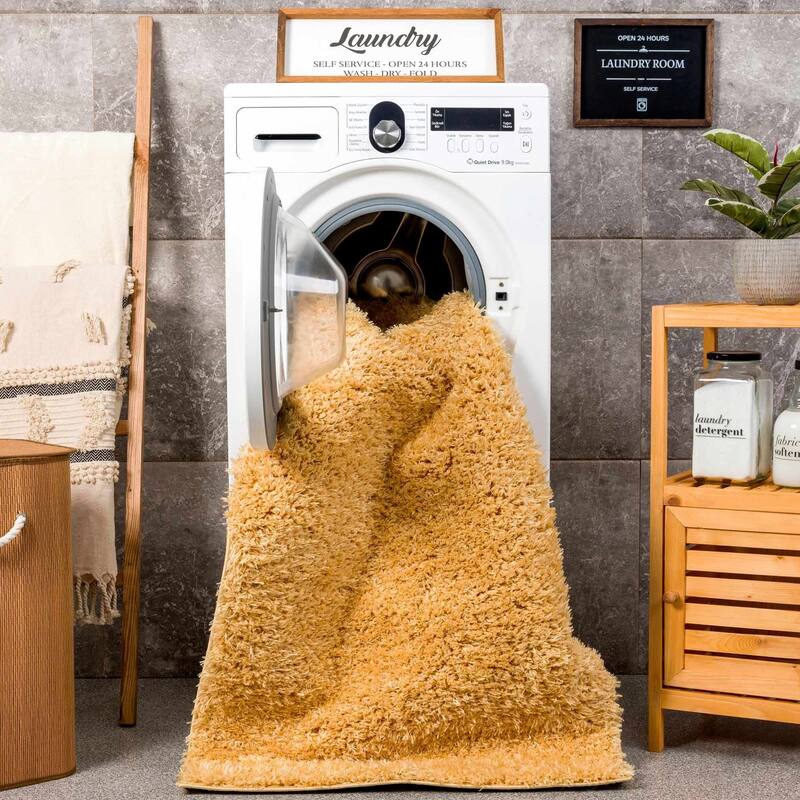 Faina Machine Washable Fluffy Carpet Solid Shag Plain Area Rug