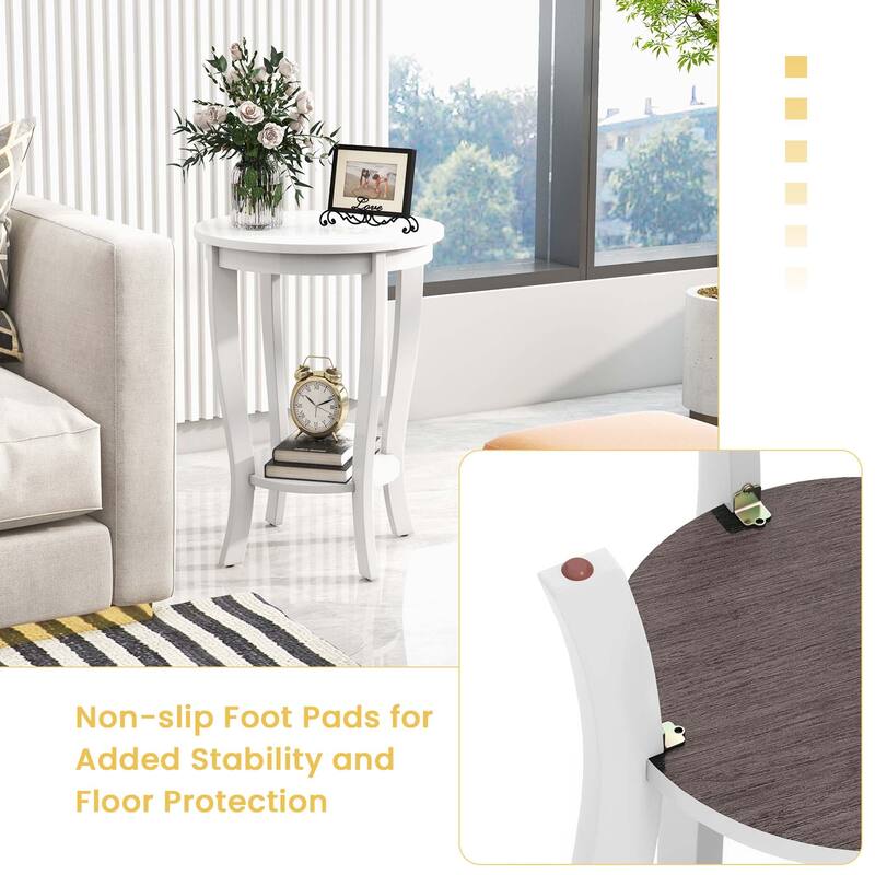 Costway 2-Tier End Table 18'' Round Compact Sofa Side Nightstand with - See Details