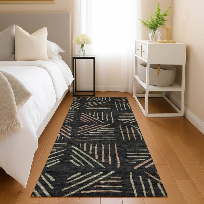 Machine Washable Indoor/ Outdoor Geo Dia Chantille Rug