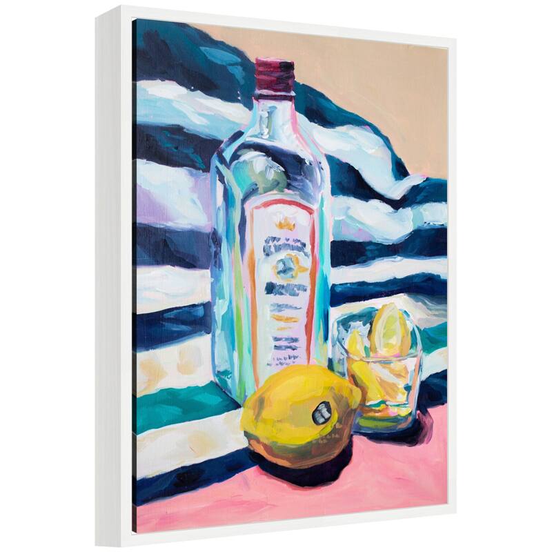 Kate and Laurel Sylvie Lemons and Gin Framed Canvas by Rachel Christopoulos - 18x24