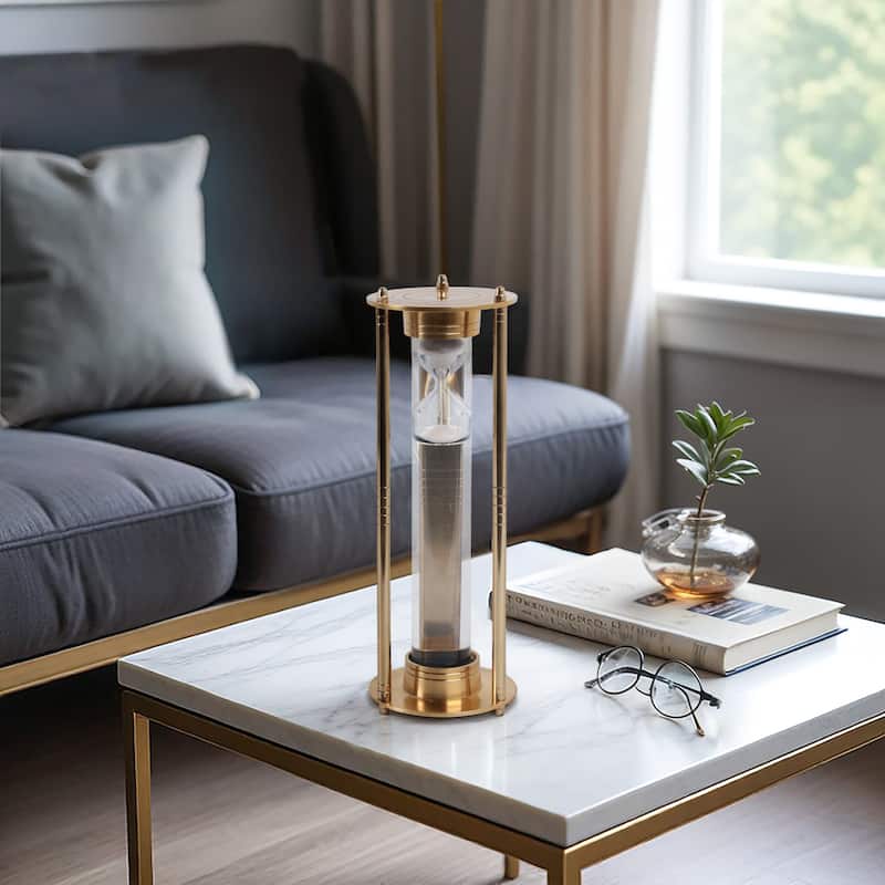 Metal Glass Hourglass Object Modern Metallic Home Office - 12" Gold - 4" x 4" x 12" - Gold/ Metallic - 4" x 4" x 12"