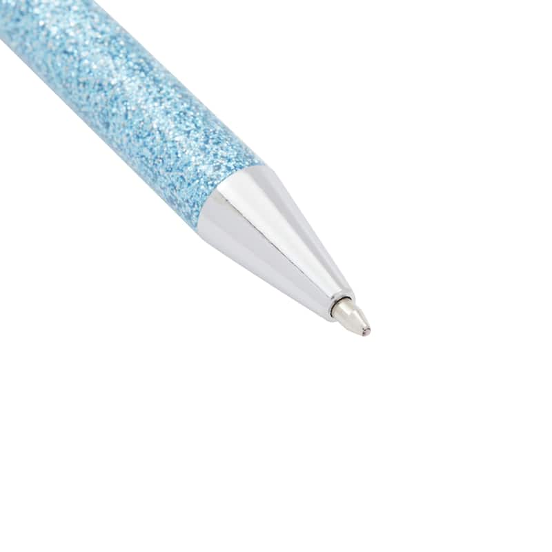 Paper Junkie 8 Pack Glitter Metal Retractable Pens, Sparkle Ballpoint Set for Office Supplies, Black Ink