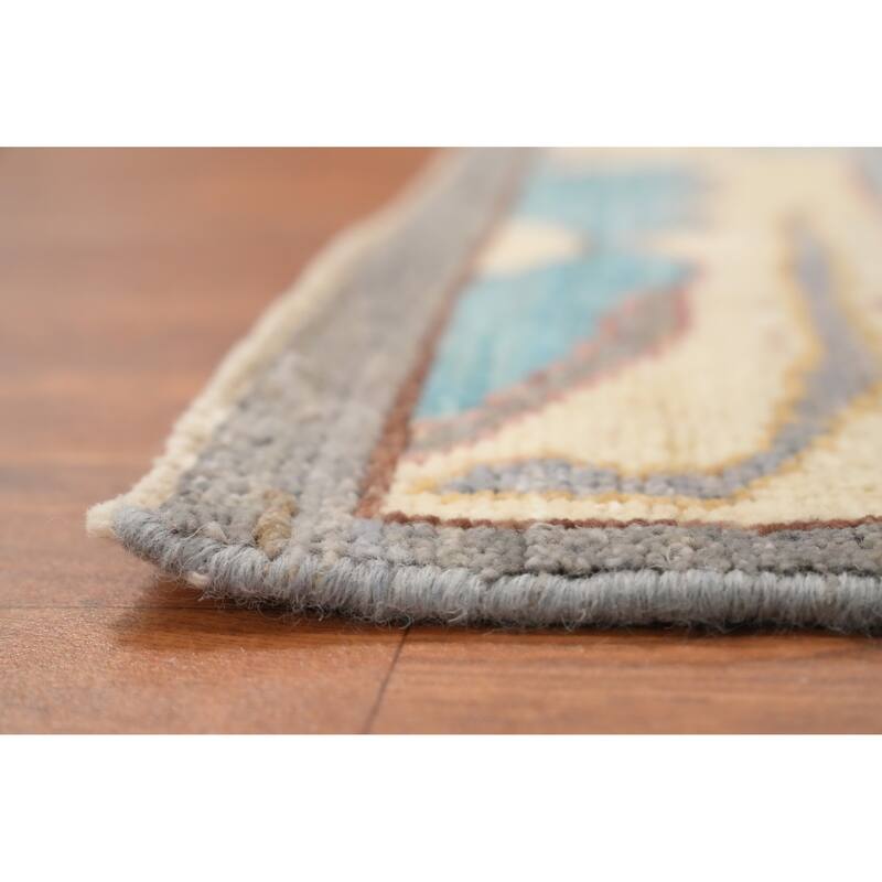 Hand Knotted Oriental 100% Wool Carpet Transitional Geometric Multi-Colored Oushak Area Rug - 12' 10'' X 9' 11''