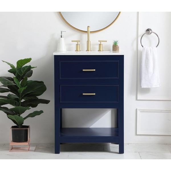 Montgomery Vanity Cabinet with Quartz Top. Opens flyout.