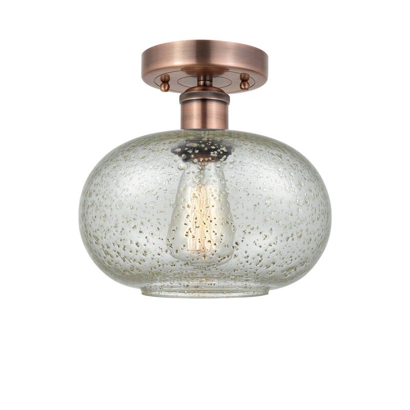 Innovations Lighting Edison Gorham - 1 Light 10" Semi-Flush Mount - Antique Copper/Mica