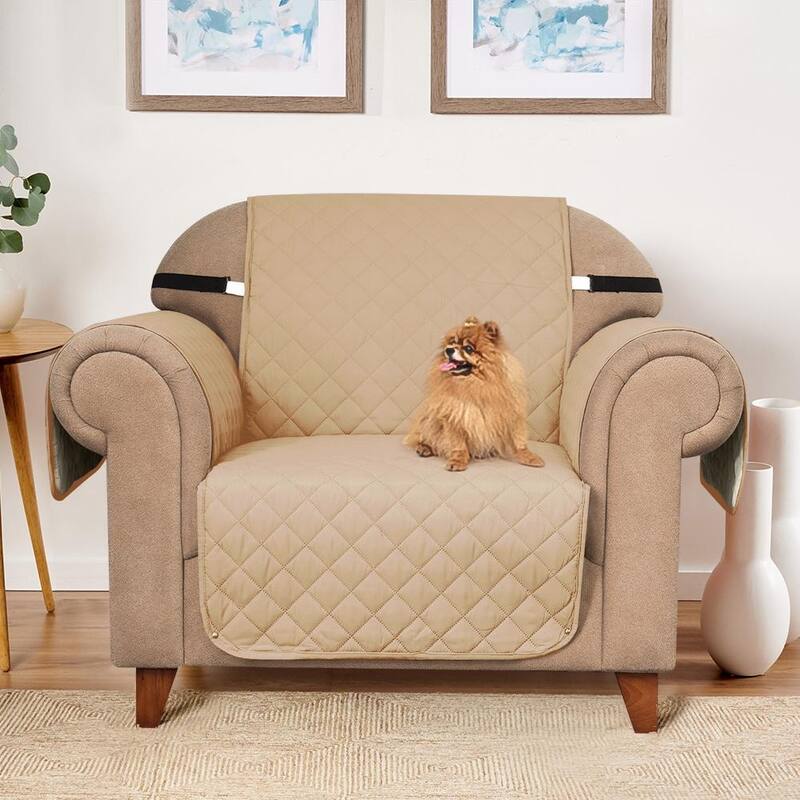 Subrtex Reversible Sofa Slipcover with Elastic Straps Furniture Protector for Pet - Chair - Khaki