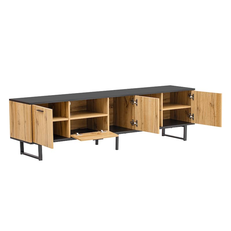 Modern TV Stand with 5 Storage Cabinets Storage and Upper and Lower Shelf for Living Room and Home Theater