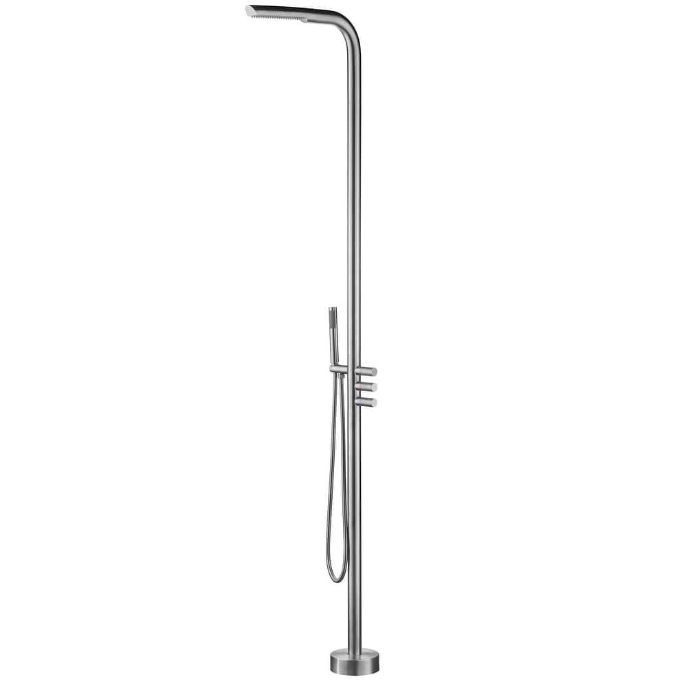 Rbrohant Freestanding Stainless Steel + Brass Outdoor Shower