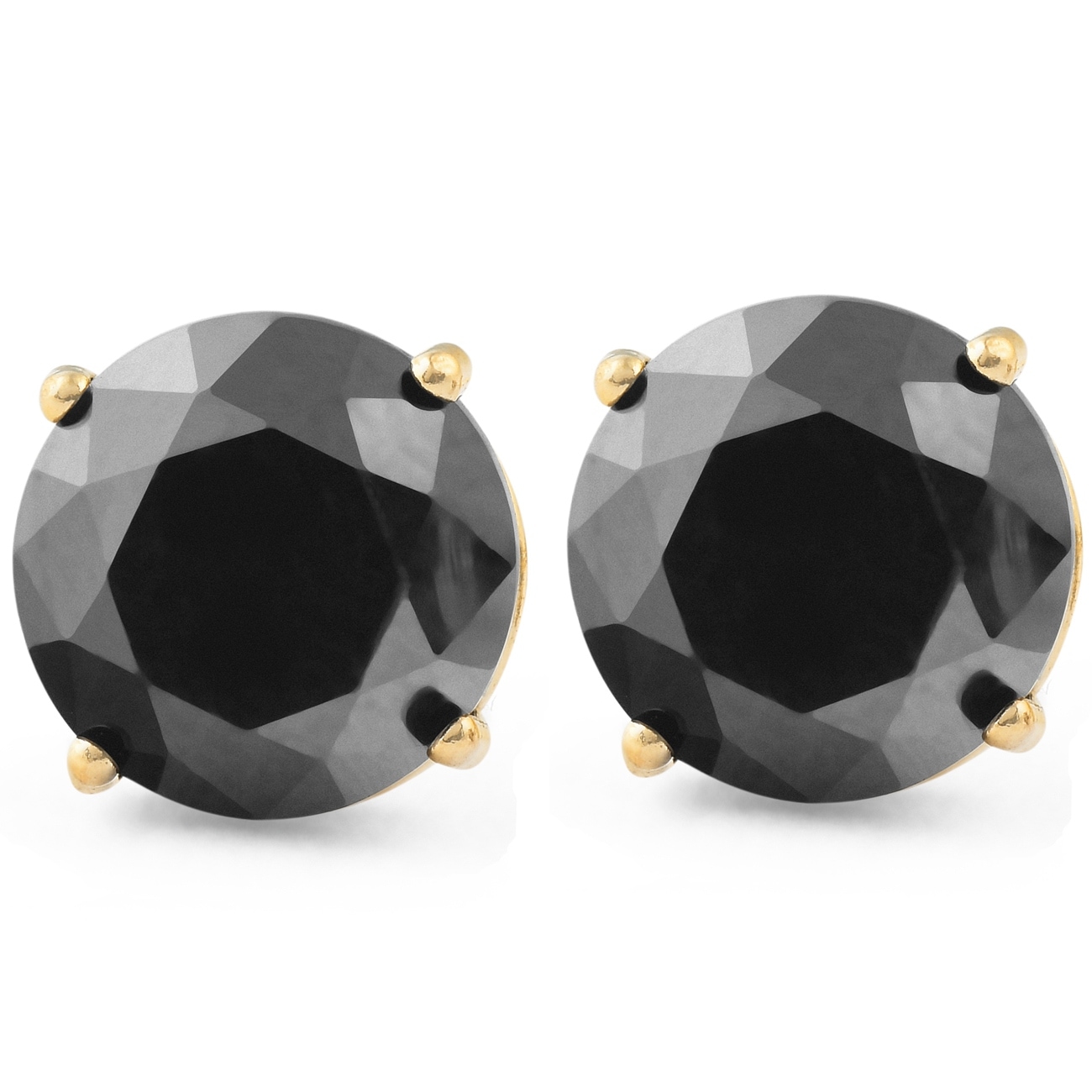 Bliss Diamond 2 1/4Ct Black Diamond Studs Yellow Gold Earrings
