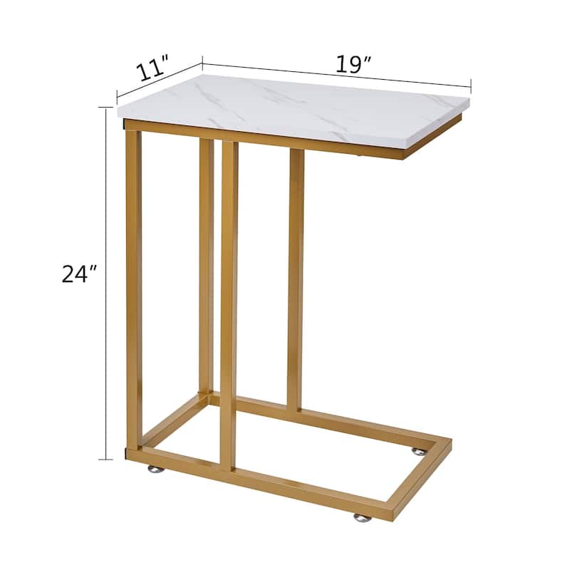 Javlergo Set of 2 C-Shaped Sofa Side Table, Small End Table for Living Room, Narrow Bedside/TV Tray Table